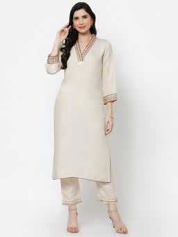 DART STUDIO - Solid Viscose Linen Kurta Beige