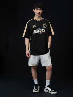 The Souled Store - Men Black Pure Cotton Oversized Fit T-Shirt