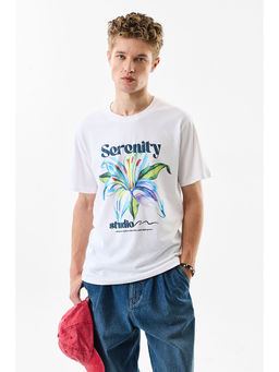 Snitch - Men White Cotton Oversized Fit T-Shirt