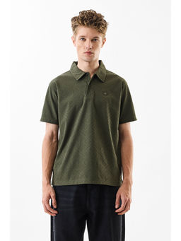 Snitch - Men Green Polyester Blend Regular Fit Polo T-Shirt