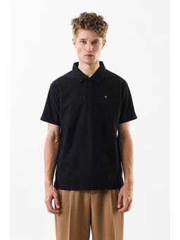 Snitch - Men Black Polyester Blend Regular Fit Polo T-Shirt