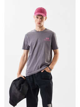 Snitch - Men Charcoal Cotton Regular Fit T-Shirt