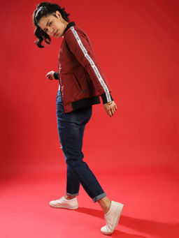 Campus Sutra - Black Women Colourblocked Windcheater Bomber Jacket