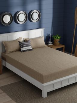 Nautica - Premium Cotton Double Bedsheet with 2 Pillow Covers - Geometric Tan