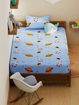 KOPA - Kids Printed Micro Single Bedsheet With 1 Pillow Covers - Blue