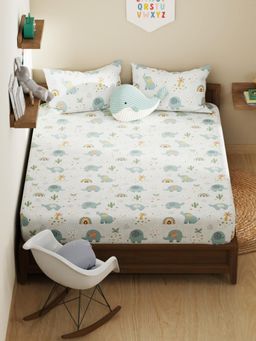 KOPA - Kids Printed Micro Double Bedsheet With 2 Pillow Covers - Grey