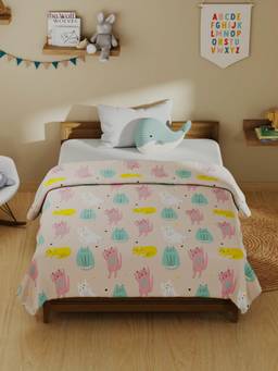 KOPA - Kids Printed Micro Single Dohar - Abstract Baby Pink