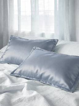 BIANCA - Premium Faux Silk Solid Pillow Covers - Blue (Pack of 2)
