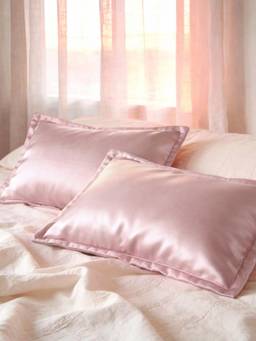 BIANCA - Premium Faux Silk Solid Pillow Covers - Pink (Pack of 2)