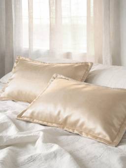 BIANCA - Premium Faux Silk Solid Pillow Covers - Gold (Pack of 2)