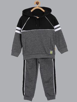 3PIN - Boys Grey Cotton Colorblock Hoodie with Joggers (Set of 2)