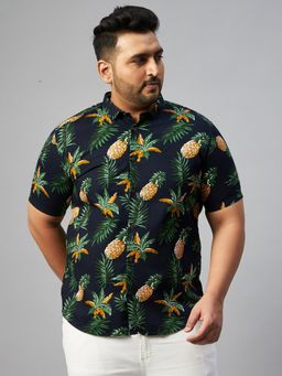 SHOWOFF - Men Comfort Fit Cotton Navy Blue Conversational Print Shirt