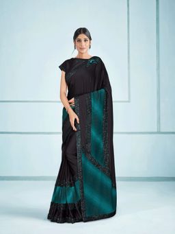 Odette - Black Lycra Saree with Unstitched Blouse