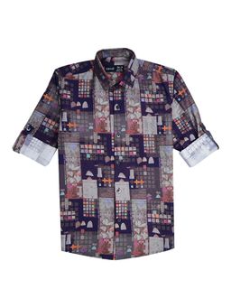 CAVIO - Boys Multi-Color Regula Fit Printed Full Sleeves Casual Shirt