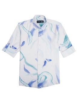 CAVIO - Boys Green Regula Fit Printed Full Sleeves Casual Shirt