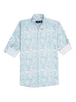 CAVIO - Boys Green Regula Fit Printed Full Sleeves Casual Shirt