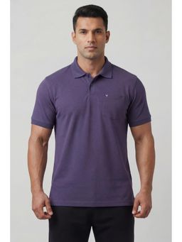 Technosport - Purple Solid Slim Fit Polo T-Shirt