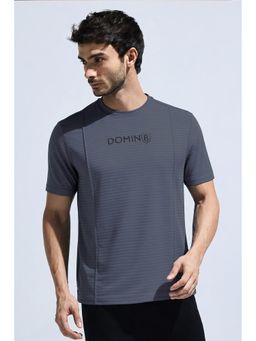 DOMIN8 - Grey Solid Regular Fit T-Shirt