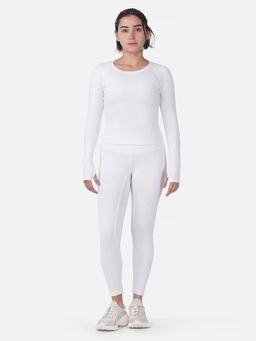 Wear Jukebox - White Solid Skinny Fit Top and Tights