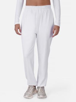 Wear Jukebox - White Solid Relaxed Fit Joggers