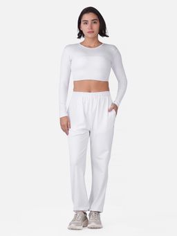 Wear Jukebox - White Solid Regular Fit Top and Joggers