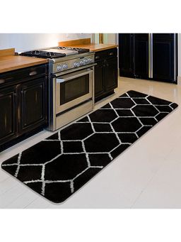 Saral Home - Microfiber Anti-Skid Bedside-Kitchen Runner-Black-50X180 Cm