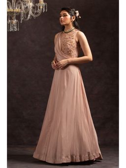 CHARU AND VASUNDHARA - Amy Peach Embroidered Flared Gown