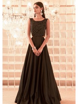 CHARU AND VASUNDHARA - Anabelle Black Embroidered Flared Gown