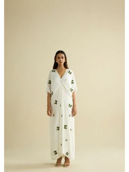 MEESA - White Hand Embroidered Kaftan Dress