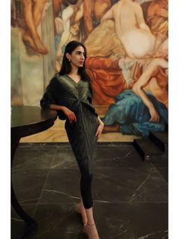 O-PAP STYLE - Women Black Kiara Batwing Metallic Dress