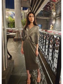 O-PAP STYLE - Women Grey Kiara Batwing Metallic Dress