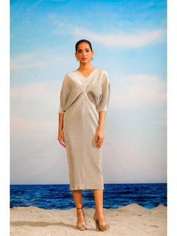 O-PAP STYLE - Women Silver Kiara Batwing Metallic Dress