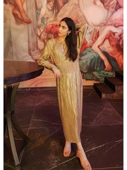 O-PAP STYLE - Women Gold Rochella Metallic Dress
