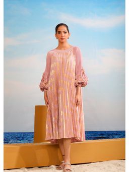 O-PAP STYLE - Women Pink Lisa Pleated Midi Dress