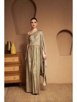 SAKSHI G CHAWLA - Aria Gold Textured A Line Maxi Dress