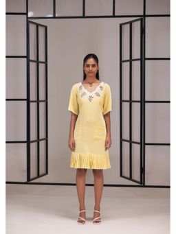 SAKSHI G CHAWLA - Jana Yellow Linen A Line Mini Dress