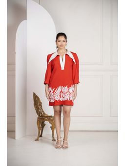 SAKSHI G CHAWLA - Aura Red Crepe A Line Mini Dress