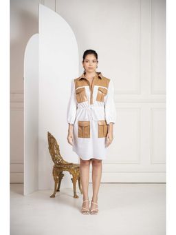 SAKSHI G CHAWLA - Genova White Cotton A Line Mini Dress
