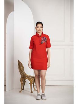 SAKSHI G CHAWLA - Echo Swarovski Polo Red Bodycon Mini Dress