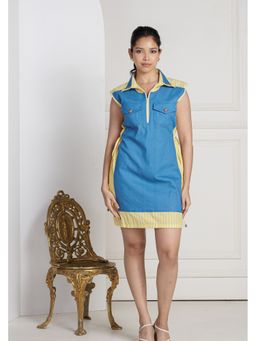 SAKSHI G CHAWLA - Lola Blue Stripes Bodycon Mini Dress