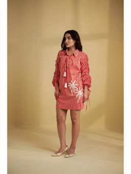 SAKSHI G CHAWLA - Tropic Red Cotton A Line Mini Dress