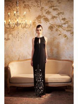 SAKSHI G CHAWLA - Ailsa Black Embroidered A Line Maxi Dress