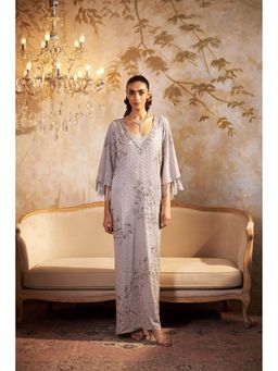 SAKSHI G CHAWLA - Clara Silver Embellished Kaftan Maxi Dress