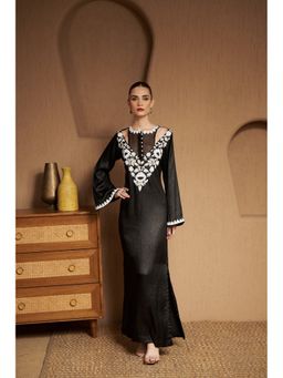 SAKSHI G CHAWLA - Rosa Black Embroidered A Line Maxi Dress