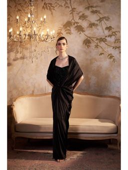 SAKSHI G CHAWLA - Clara Black Satin Embellished Bodycon Gown