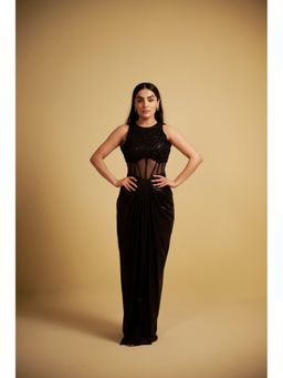 SAKSHI G CHAWLA - Amora Black Embellished Bodycon Gown