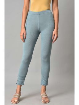 W - Blue Solid Leggings