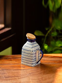 ExclusiveLane - Hand-painted Ceramic Milk and Water Jug (Non-airtight, 480 ML, Microwave Safe)