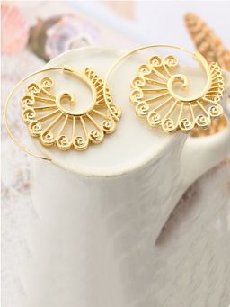 Jewels Galaxy - Spiral Gold Plated Circular Hoop Earrings