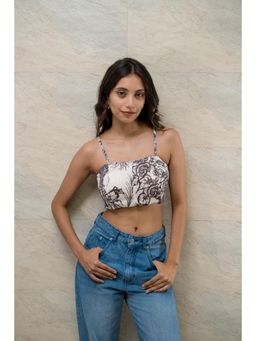 Branche - Women Grey Floral Crop Top